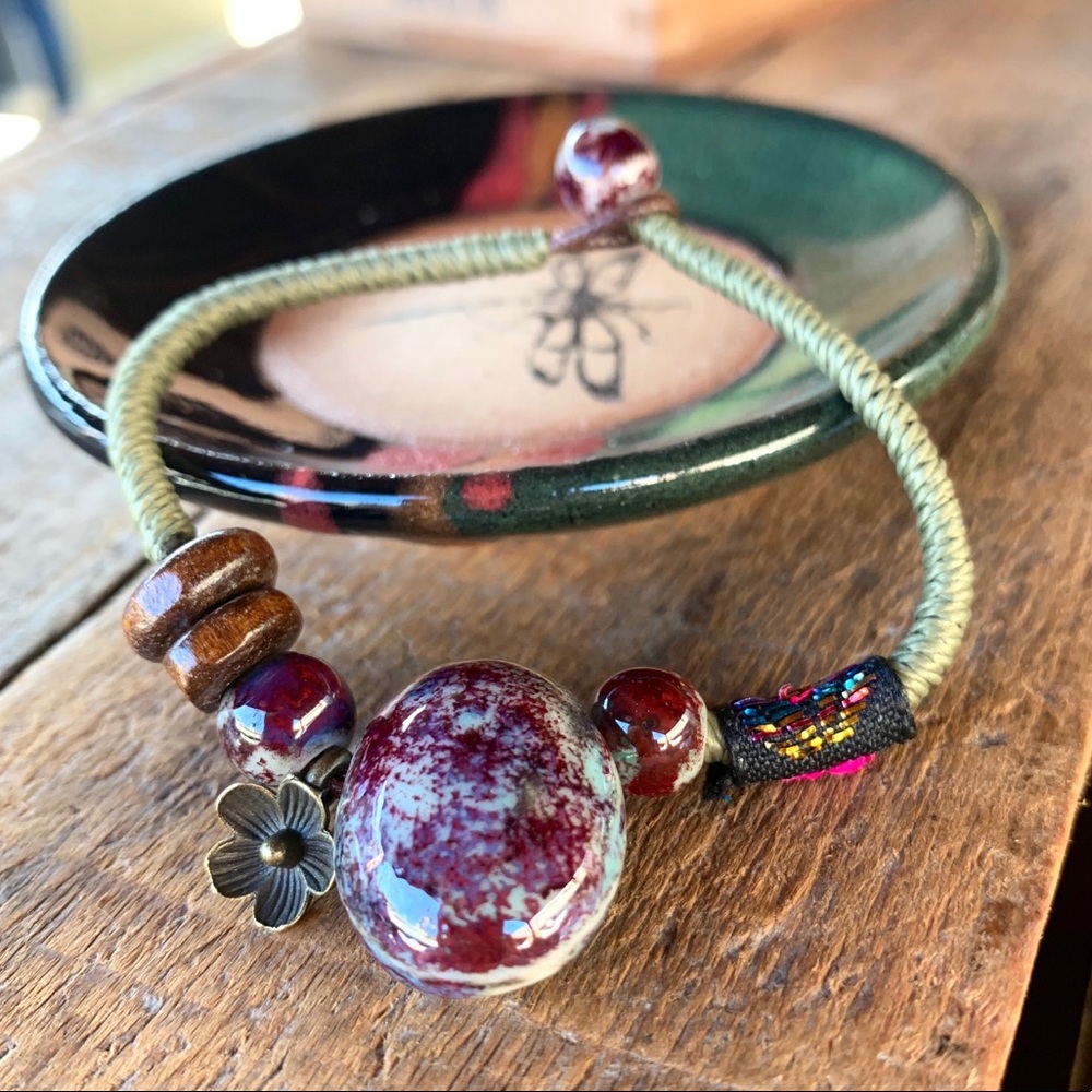 ✨LARGE CERAMIC BEAD BOHO ROPE BRACELET/ANKLET